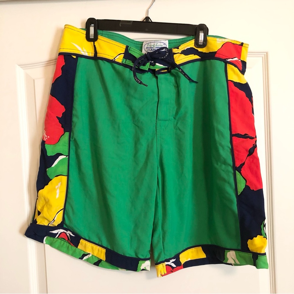 Vintage Surf Line Hawaii Jams World Board Shorts Hibiscus Sprout Royal Men 38